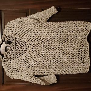 Moda women's small sweater, cream with gold, 3/4 sleeve